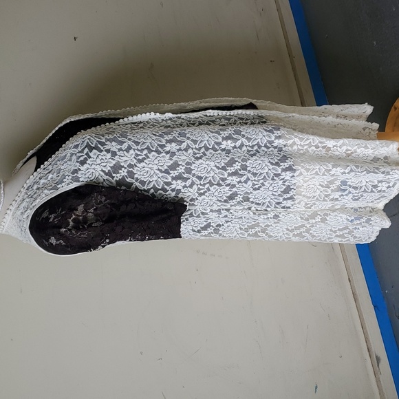 Agenda Boho Floral cream white lace Gilet Long Vest M L Cottage Core - Picture 4 of 8